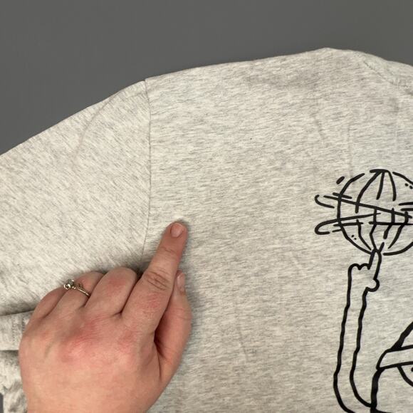 Adidas Shirt Mens XXL Gray Lil Stripe Spinning Basketball Cartoon Front Back USA - Picture 5 of 7